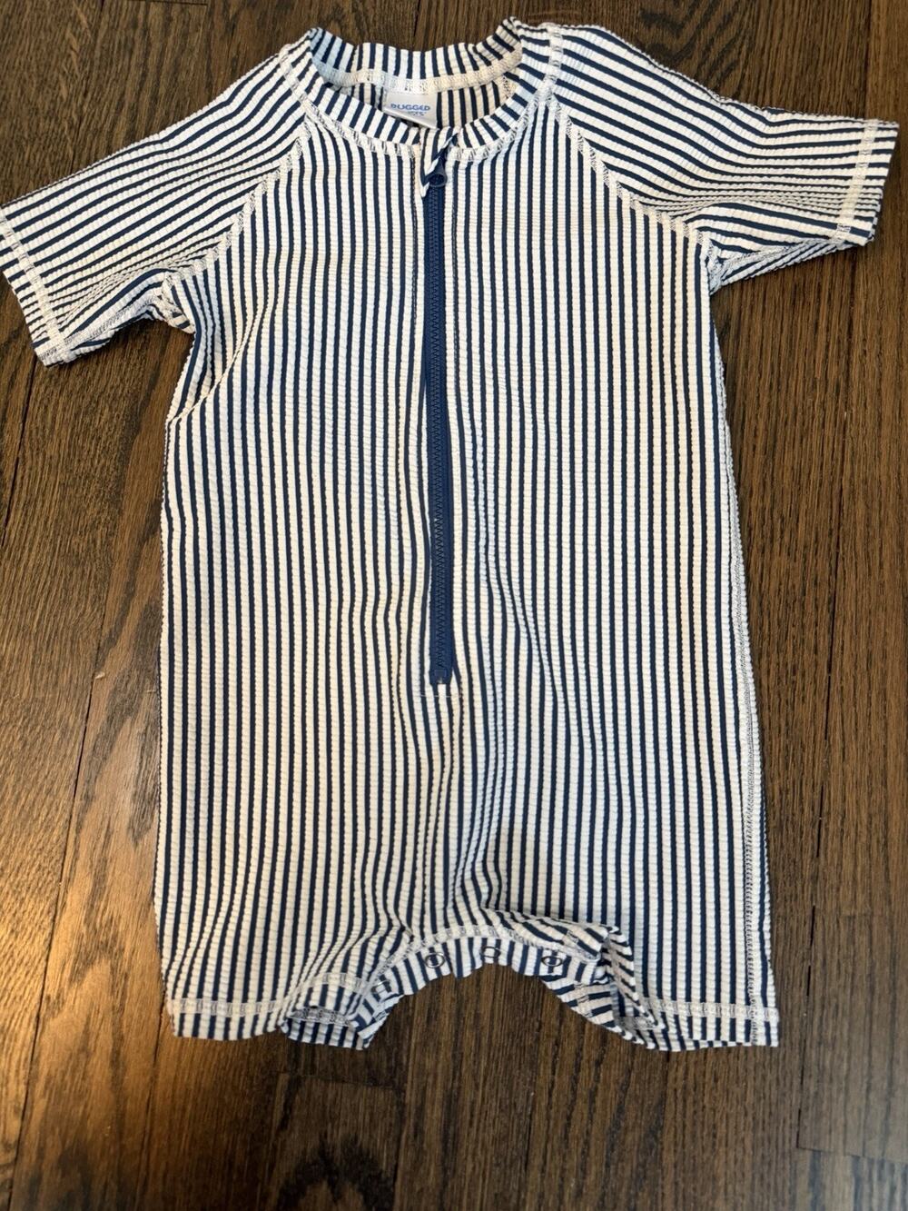 Rugged Butts Navy White Seersucker Shortie Swimsuit NEW 2T
